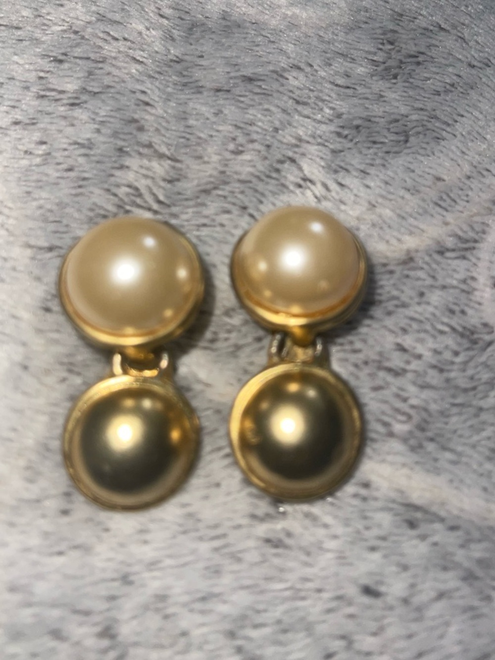 Vintage Gold and Pearl Drop Clip-On Earrings - Classic Women's Jewelry